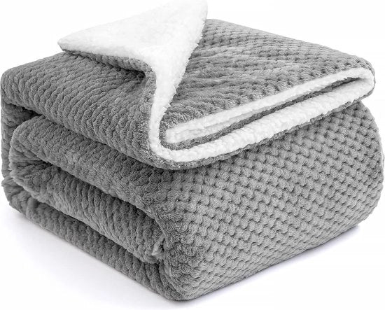 Deken Sherpa Fleece Pluizig in Solido Granulare per Letto e Divano Unico Taglia Dovuta a Felpa Microfibra Tela di Viaggio Taglia 150x200cm 60x80 Pollici Grigio Scuro
