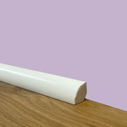 100 metri lineari di Profilo Basolino PREMIUM in legno MASSELLO Tondo 1,5x1,5cm laccato bianco (prezzo al metro)
