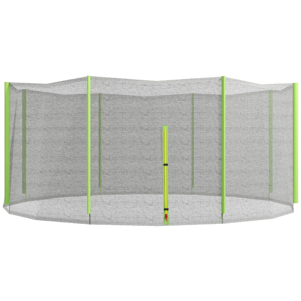Rete di Protezione per Trampolini a 8 Pali con Ingresso con Cerniera Ø366x180 cm in PE Nero e Verde