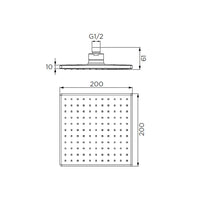 Soffione serie windjet quadro ad un getto, cromato