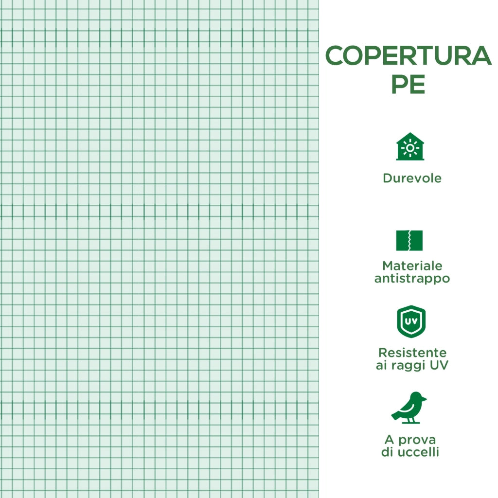 Telo di Ricambio per Serra da Giardino 6x3x2 m con 12 Finestre e Porta Avvolgibile Verde