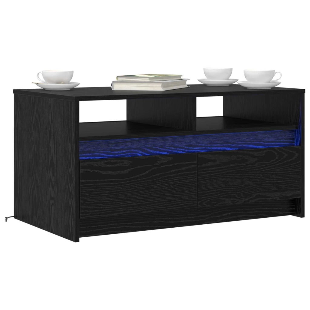 Tavolino da salotto con cassetto Rovere Nero 90 x 50 x 45 cm