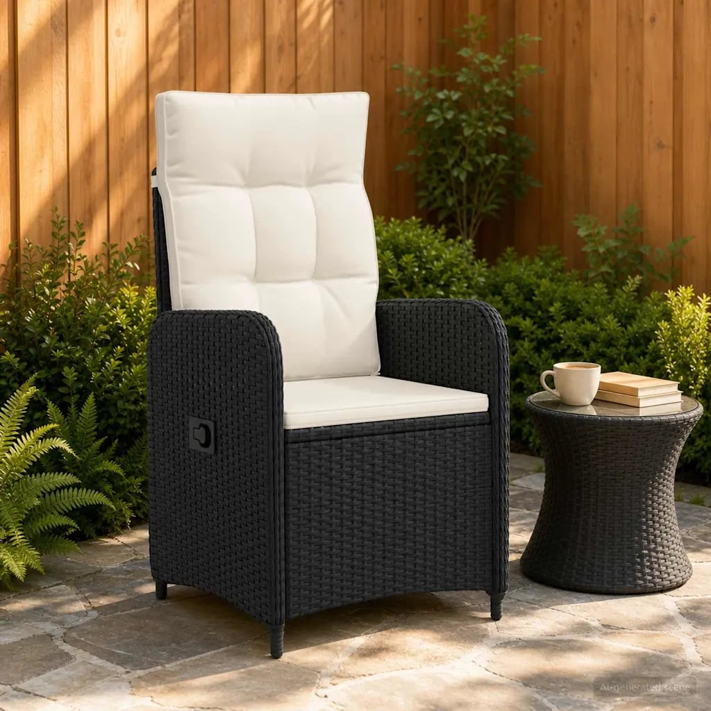 Sedia da giardino reclinabile Nero e Bianco Crema 42027151