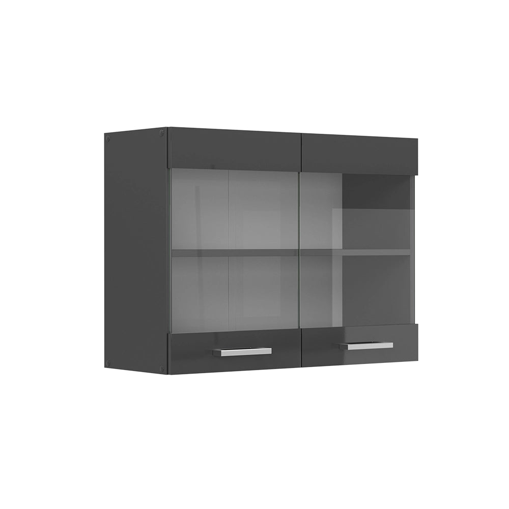 Vicco Mobile da cucina in vetro Antracite lucido 80 cm