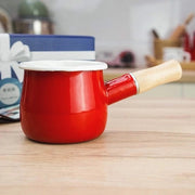 Pentola antiaderente con maniglia in legno - 550ml pentola in emaille per caffè, tè e alimenti per neonati