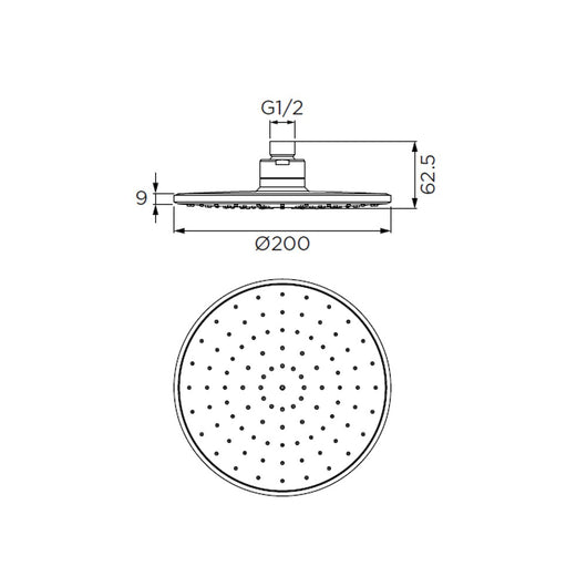 Soffione serie windjet tondo, cromato ad un getto