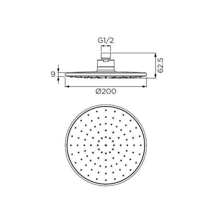 Soffione serie windjet tondo, cromato ad un getto