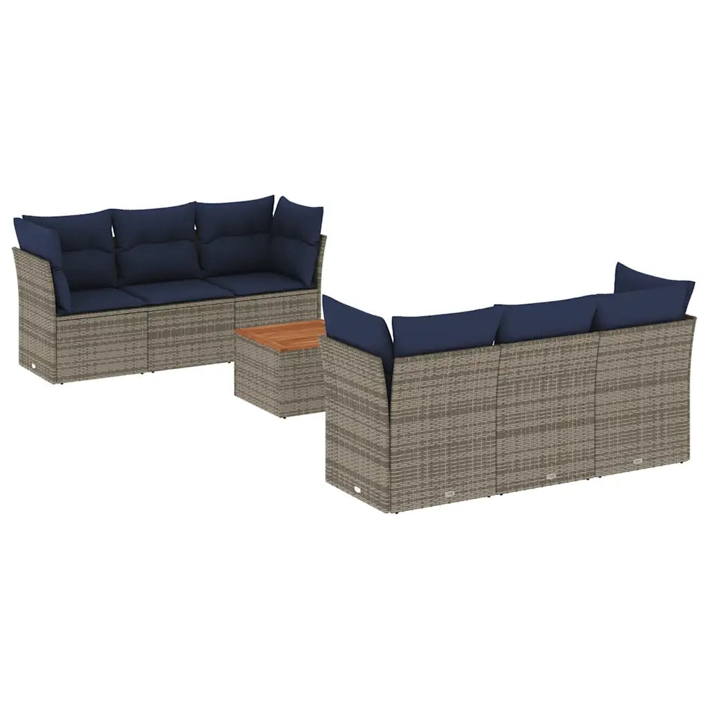 Set Divani da Giardino 7 pz con Cuscini Grigio in Polyrattan 3255823