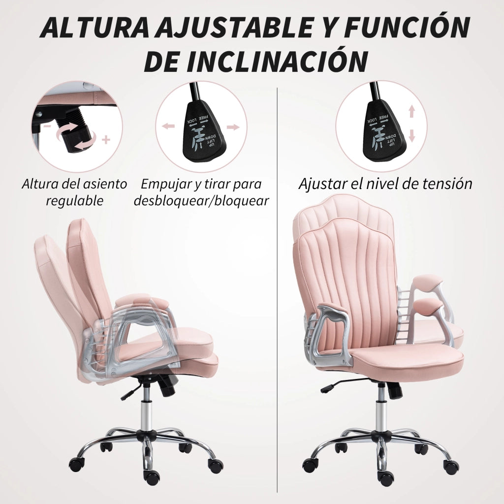 Sedia da ufficio girevole con braccioli e schienale regolabile ¨C Minimal ¨C rosa