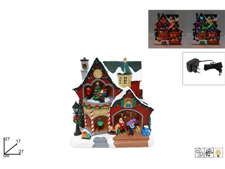 Decorazione Casa Natalizia Casetta Natale con Luci e Musica 27 x 27 cm