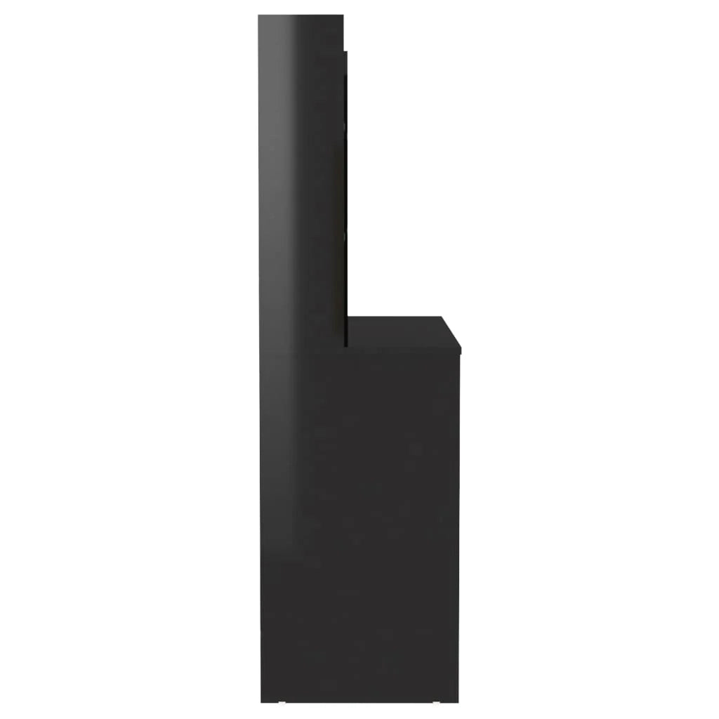 Tavolo da trucco con illuminazione a LED 100 x 40 x 135 cm MDF nero lucido 02_0006252