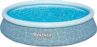 BESTWAY PISCINA GONFIABILE FAST SET FORMA ROTONDA 3,96 M X 84 CM GRAFICA A LINEE CURVE  CAP. 7.340 L + 1 POMPA + 1 FILTRO