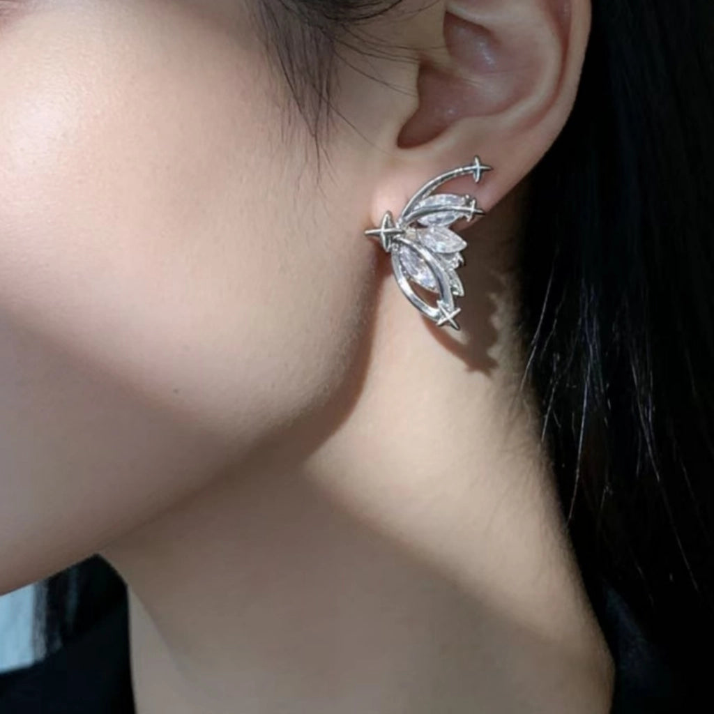 Dolci e alla moda orecchini a farfalla con zirconi scintillanti in stile Y2K
