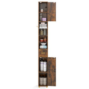 Mobili da Bagno organizzatore con 2 ante ripiani regolabili-Mobiletto da bagno 3 ripiani vetro temperato 181 cm Marrone