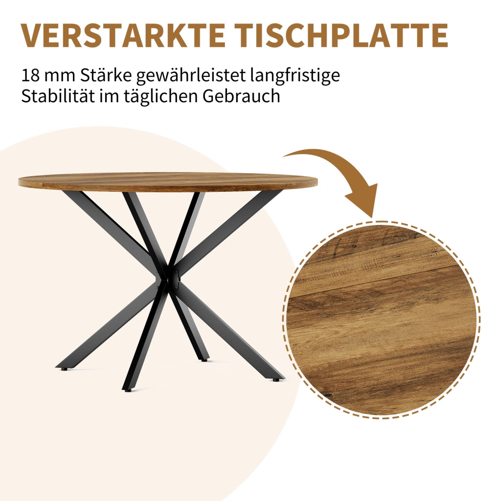 Tavolo rotondo Ø120 cm con gambe a X marrone e nero
