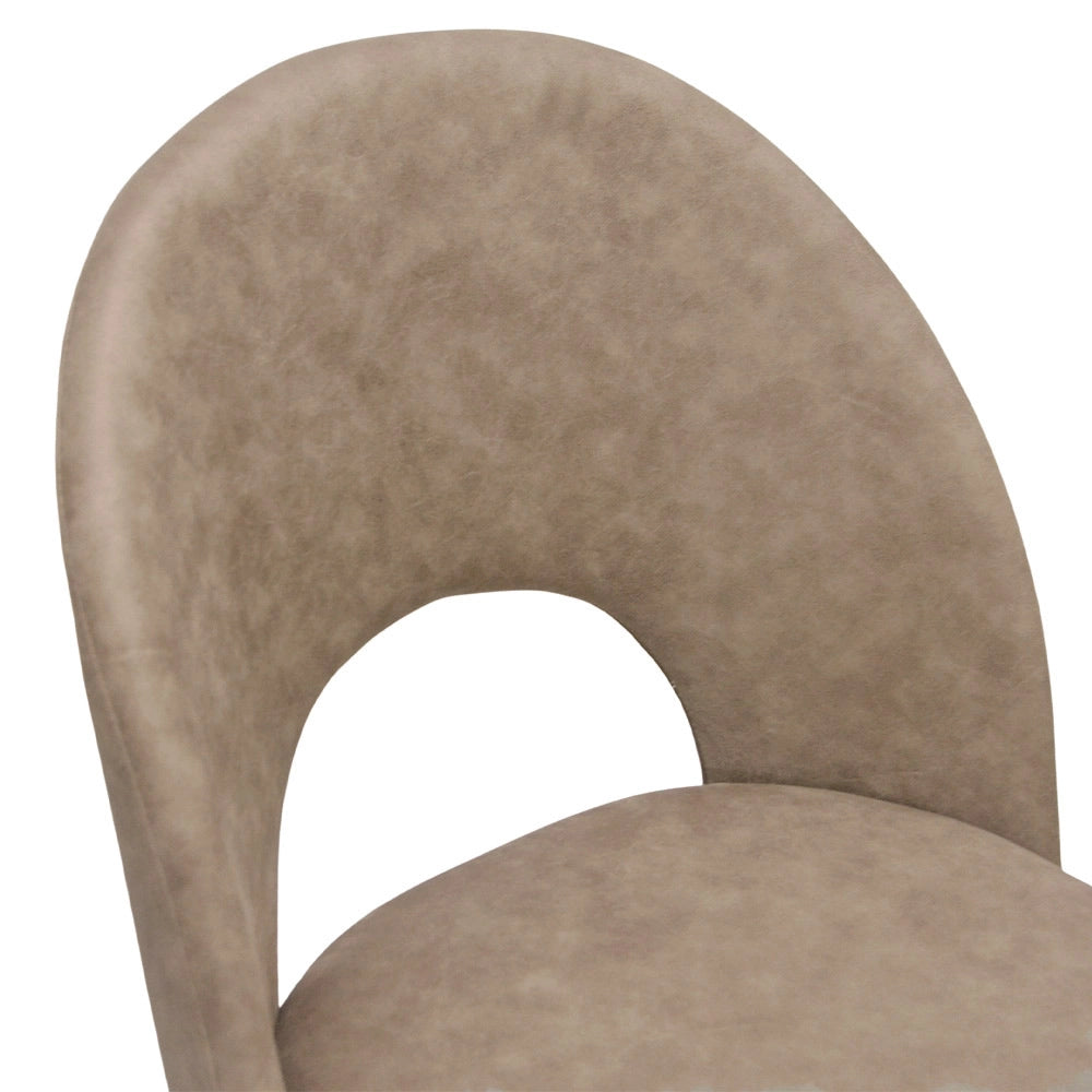 Sedia da sala pranzo Paola in microfibra nabuk marrone chiaro gambe metallo nero