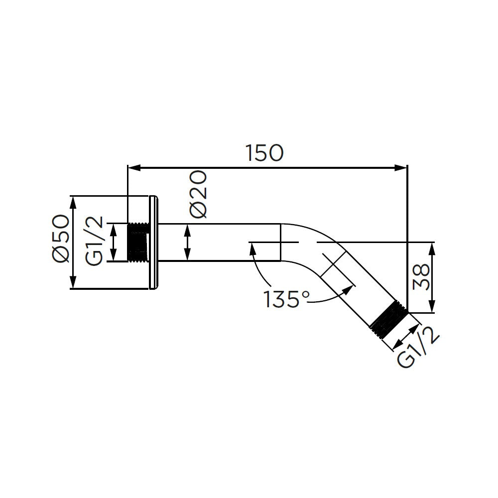 Braccio doccia 15 cm, cromato