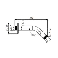 Braccio doccia 15 cm, cromato