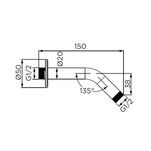 Braccio doccia 15 cm, cromato