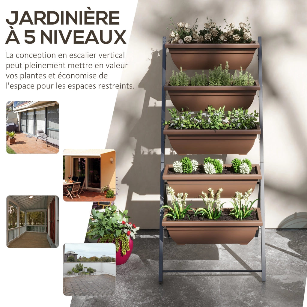 Giardino verticale con 5 bacs ¨C Zephmum ¨C Marrone acciaio 50x30x80