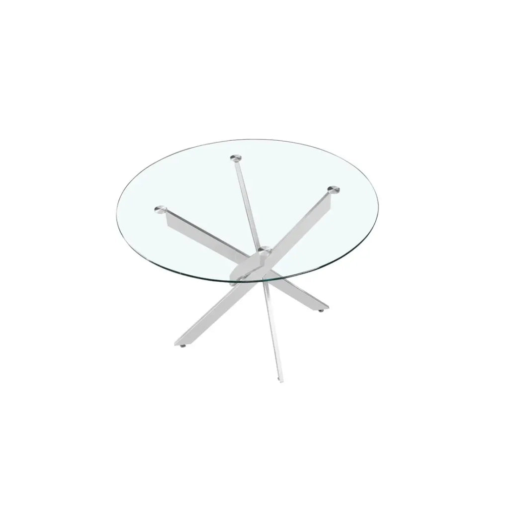 Tavolo da pranzo CRISTELIA – Rotondo Ø120 cm – Piano in vetro – Gambe cromate – Design elegante e moderno