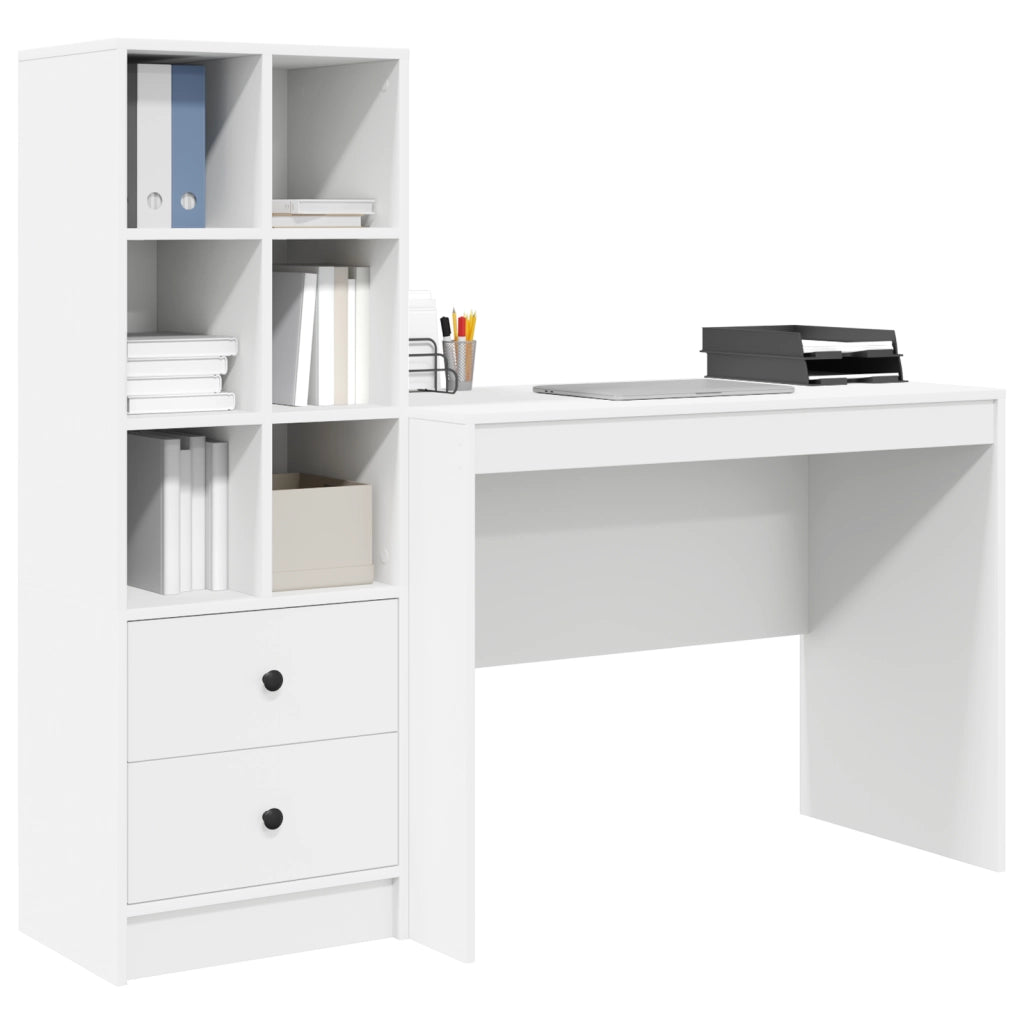 Scrivania con storage bianca in legno ingegnerizzato