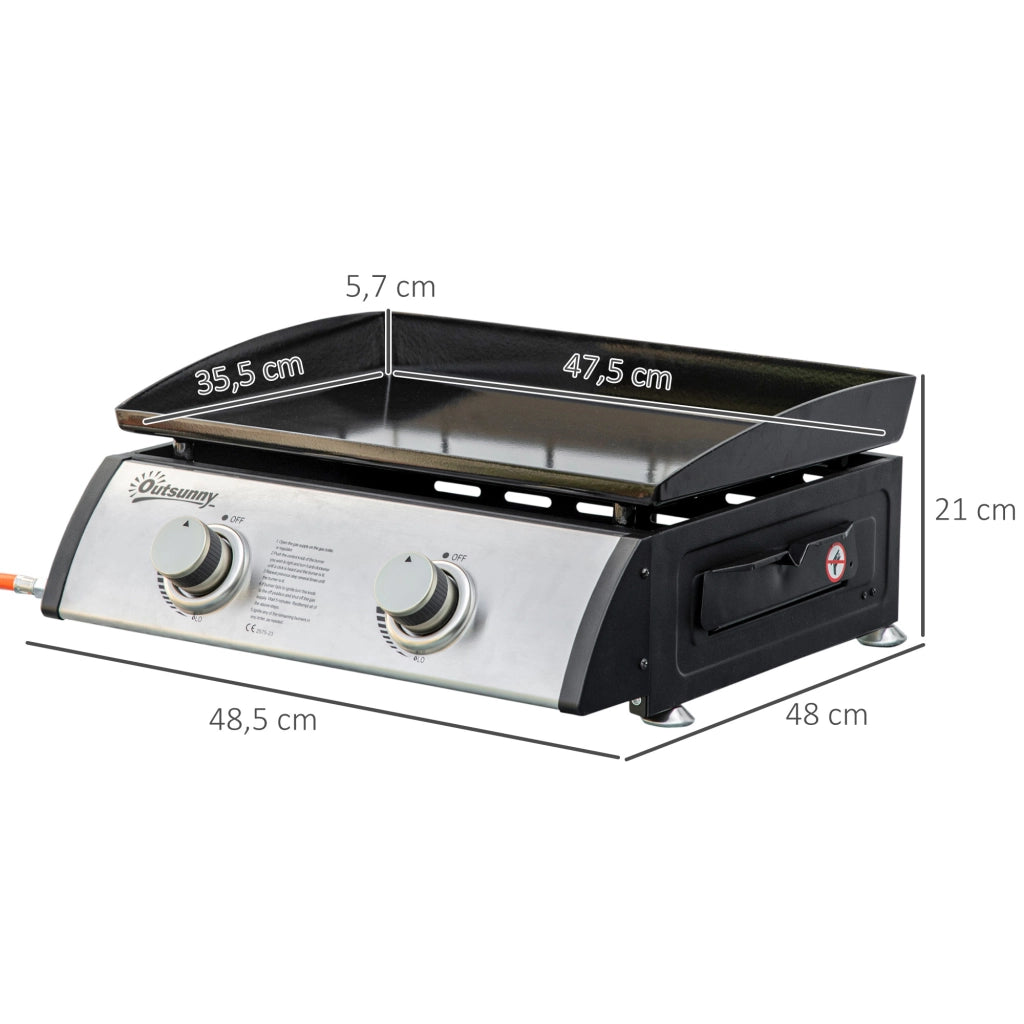 Piano Cottura Gas da Esterno con 2 Fuochi Inox ¨C Minimal ¨C 48,5x48x21 cm Argento