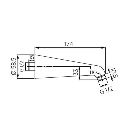 Braccio doccia 17,5 cm, cromato