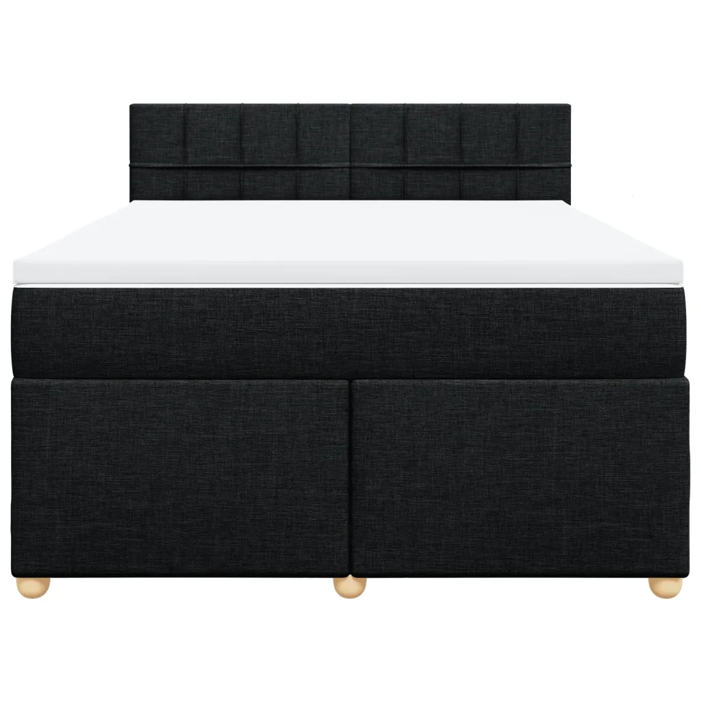 Giroletto a Molle con Materasso Nero 160x200 cm in Tessuto
