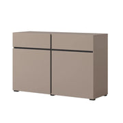 Buffet 120cm colori beige e nero collezione HAVANA. Credenza di design con 2 porte e 2 cassetti.