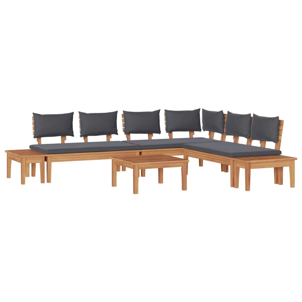 Set Divano da Giardino 3 pcs Marrone e Grigio