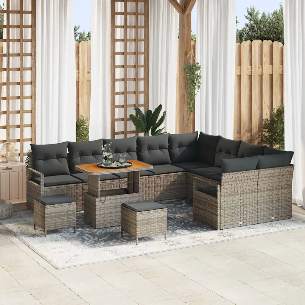 Set Divano da Giardino con cuscino 12 pcs Grigio polyrattan 3362568