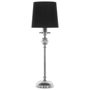 Lampada da tavolo Base in metallo argento Paralume impero Nero Paralume in vetro