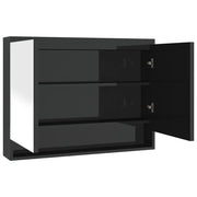 Armadietto Bagno | Armadio da bagno con Specchio 80x15x60 cm in MDF Nero Lucido