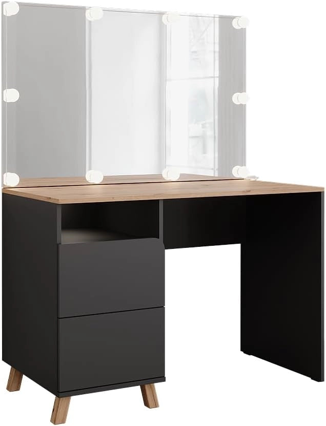 Tavolo da toeletta Karen, Antracite/Artisan, 110 cm con luci fiabesche a LED, Materiali robusti per un utilizzo duraturo