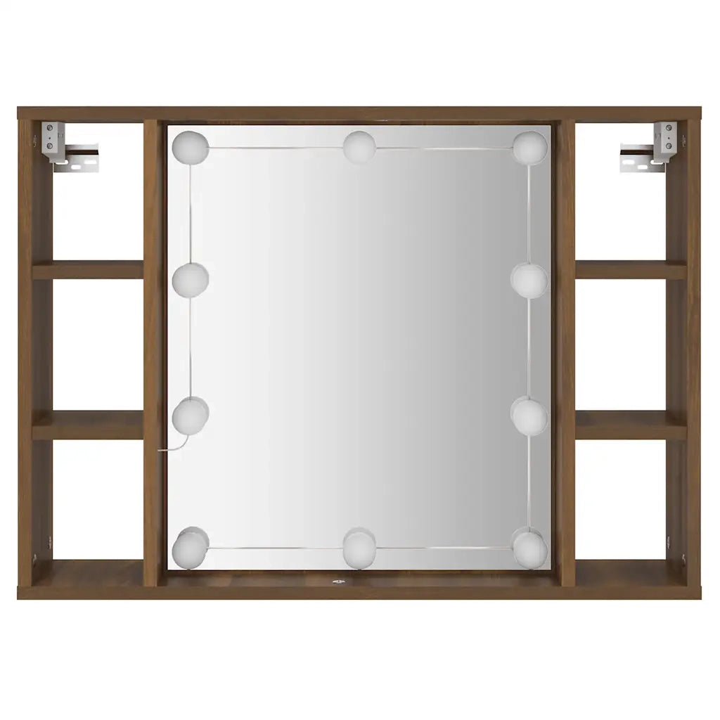 Mobile a Specchio con LED Rovere Marrone 76x15x55 cm CFW2972293