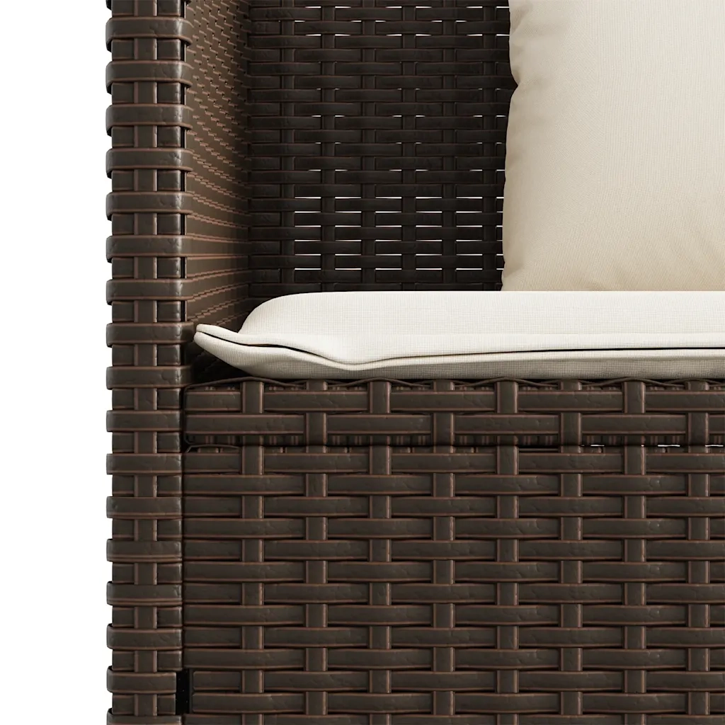 Panca da Giardino con Cuscini-Sgabello-Panca da esterno Marrone in Polyrattan 838107