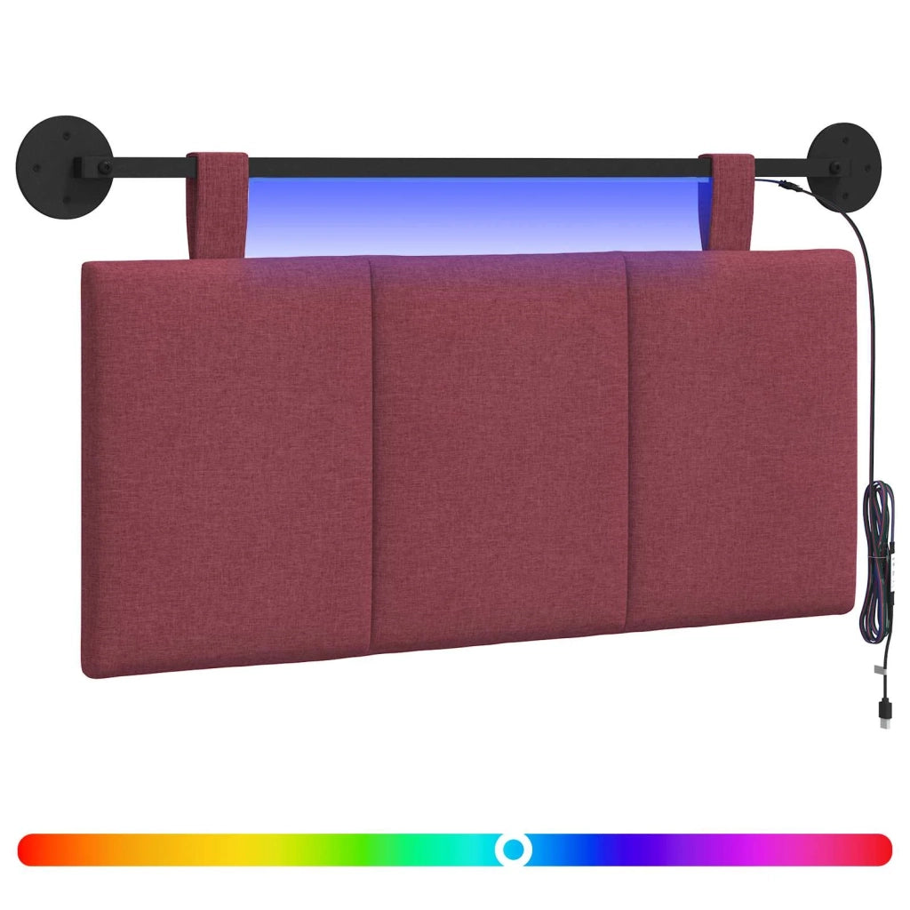 Testiera sospesa Con luce LED Rosso Vino Tessuto