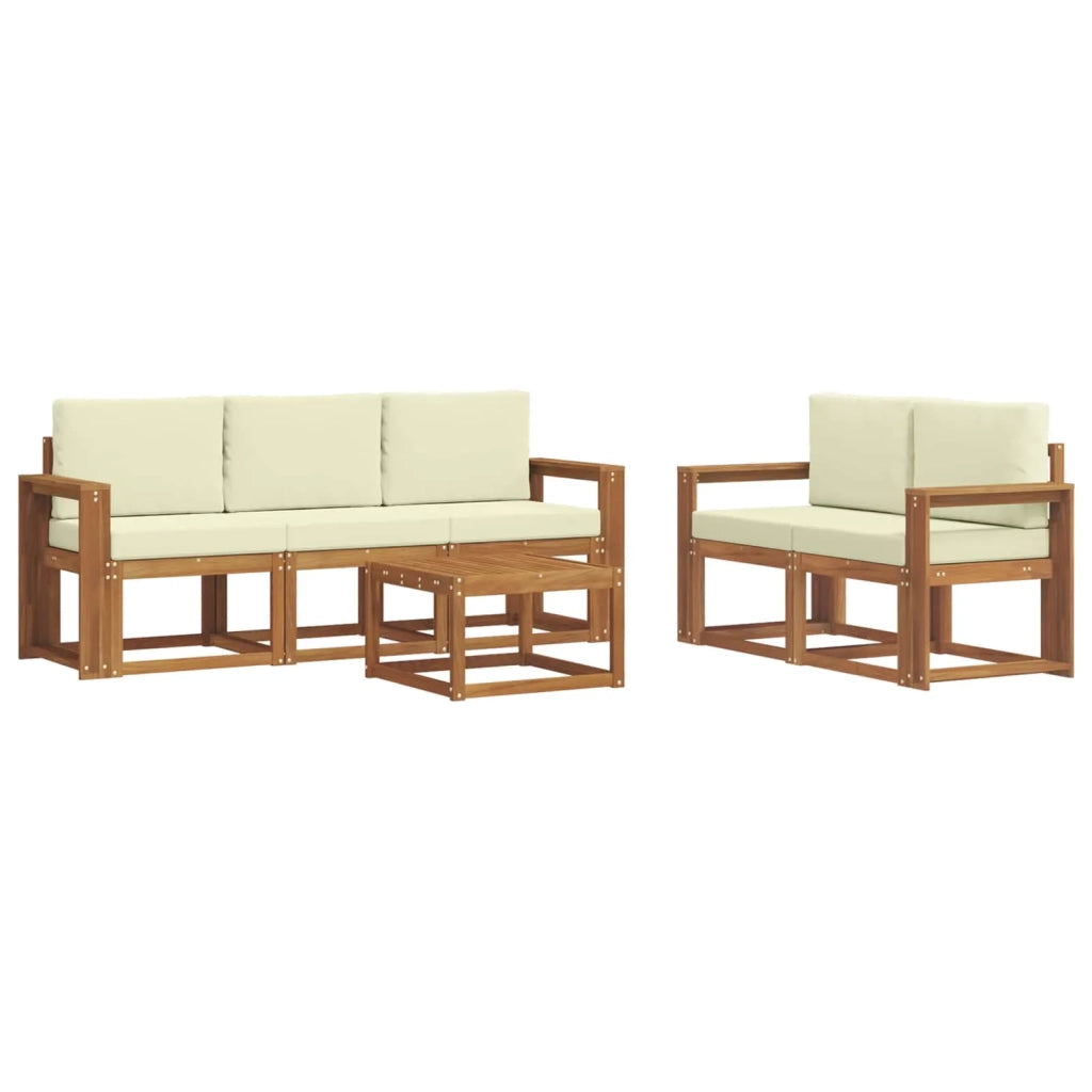 Set di divani da esterno con cuscino 6 pcs Naturale e Crema 3366013