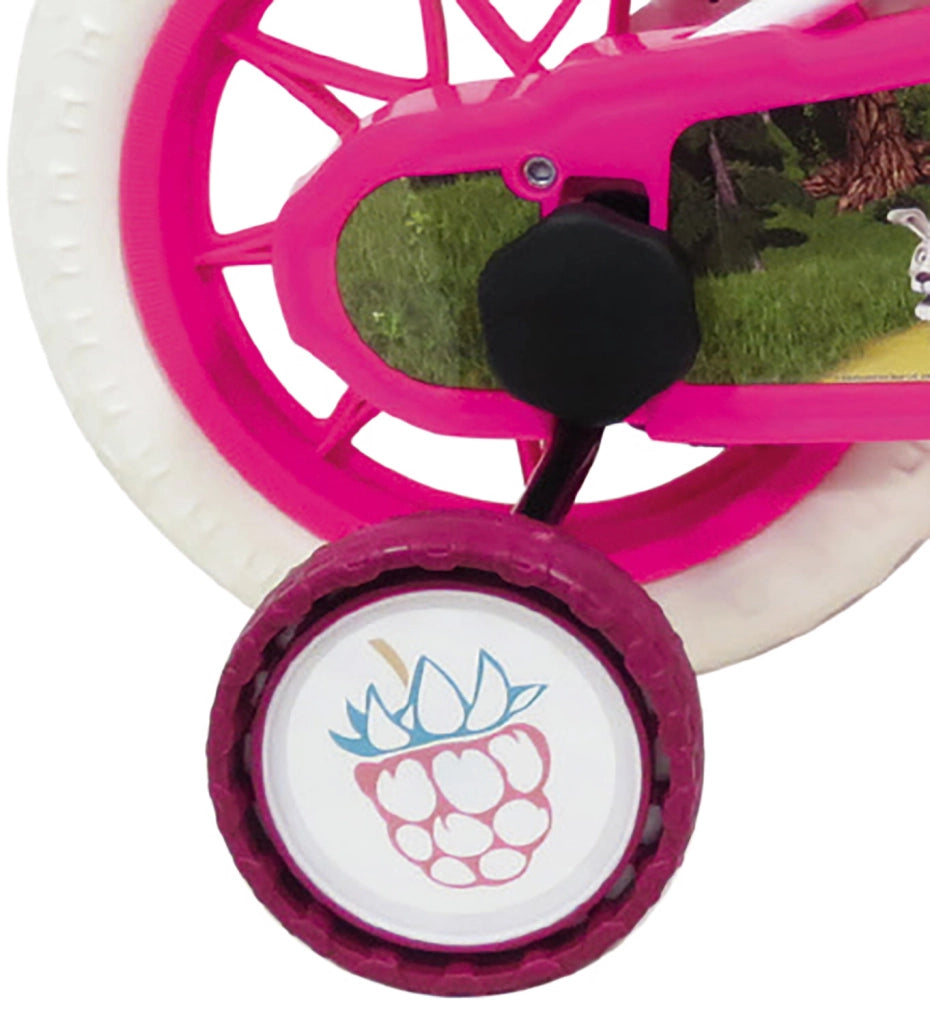 Bicicletta per Bambine 12" Masha e Orso Freno Caliper e Stabilizzatori in Acciaio Hi-Ten Bianco