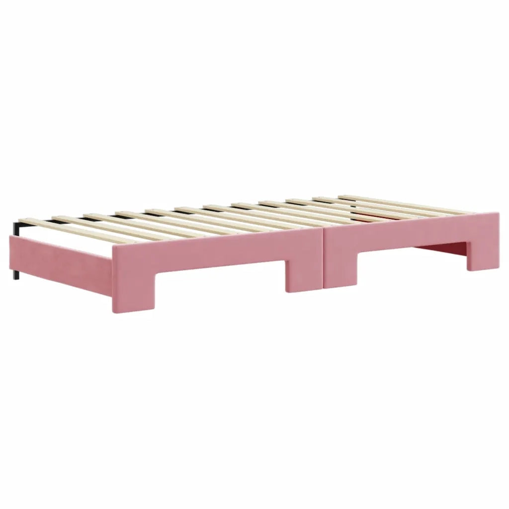 Divano Letto Estraibile con Cassetti Rosa 100x200 cm Velluto 3197145