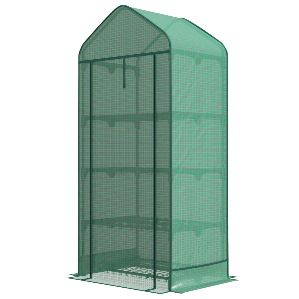 Serra per Piante da Giardino con Porta ¨C Zephmum ¨C Verde Scuro Metallo 69x49x158 cm