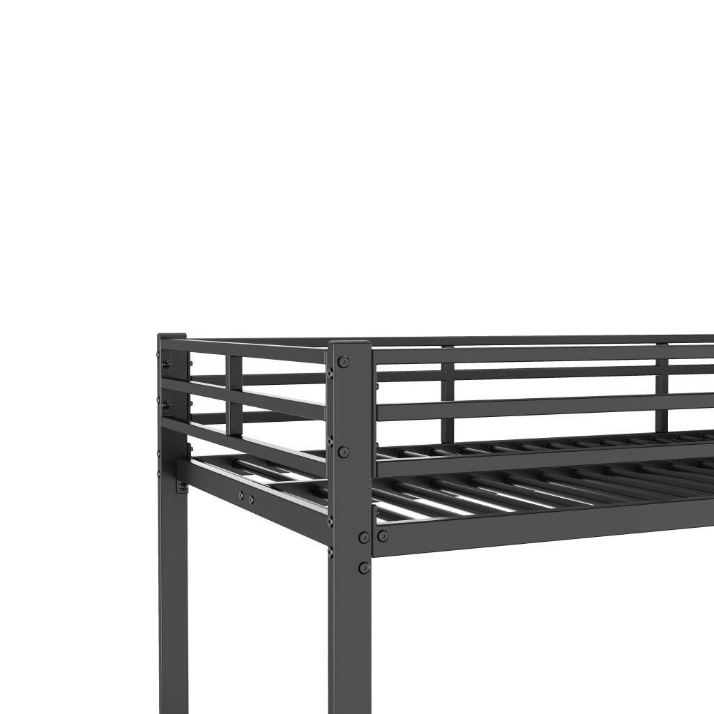 OKWISH Letto a Castello 90×200 cm, Letto Singolo con Sponde di Sicurezza e 2 Reti in Metallo, senza Materasso, Nero