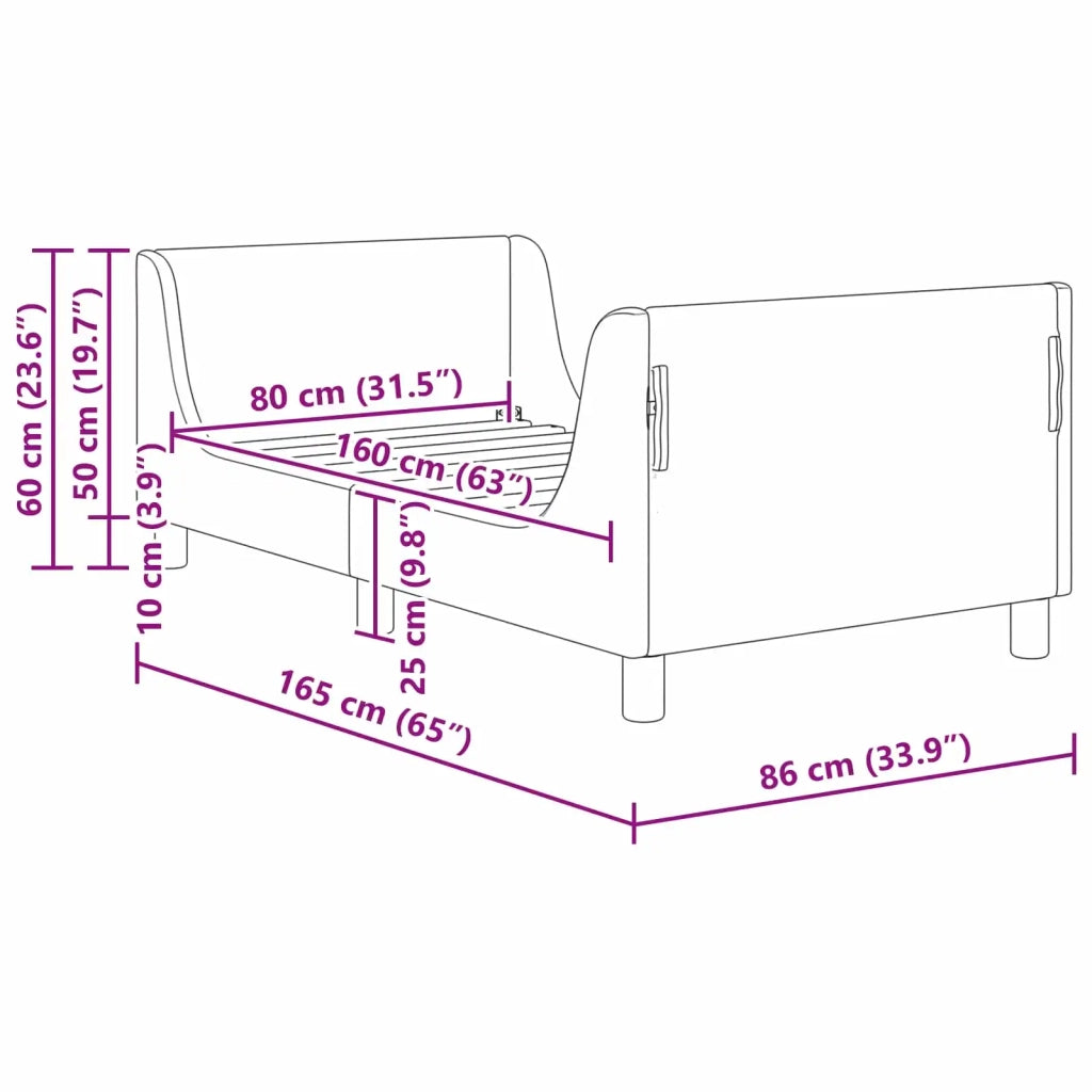 Struttura letto bambini con testata Crema 80 x 160 cm 42010854