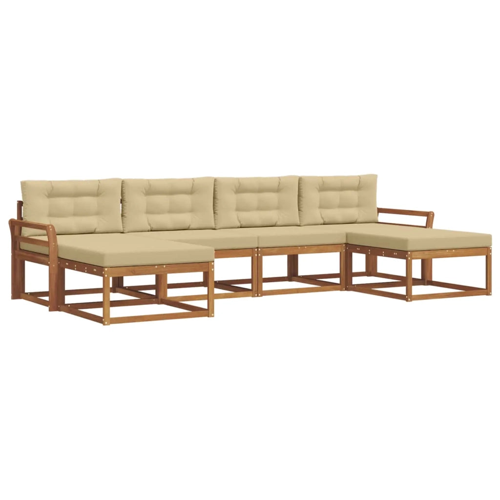 Set di divani da esterno con cuscino 6 pcs Naturale e Beige