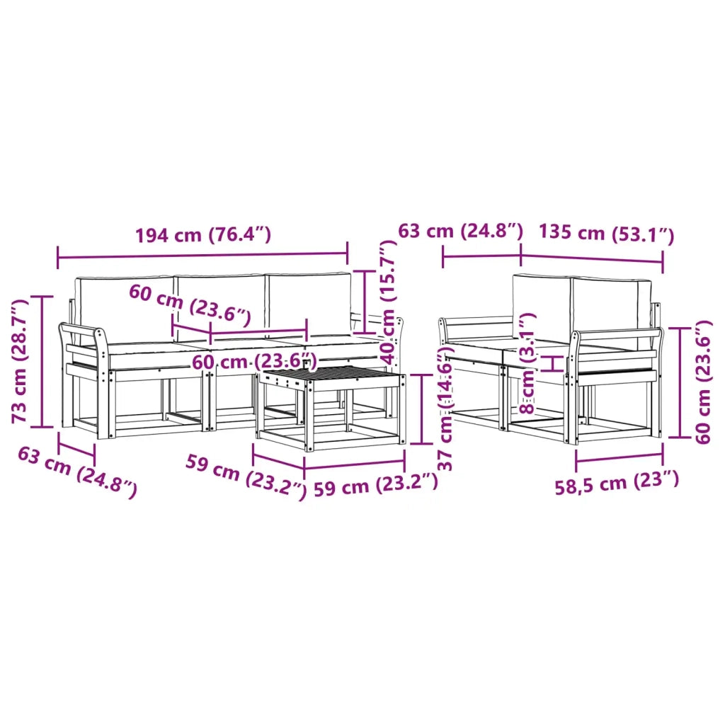 Set di divani da esterno 6 pz 3387247