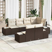 Set Divano da Giardino 7 pcs Marrone e crema Poly Rattan
