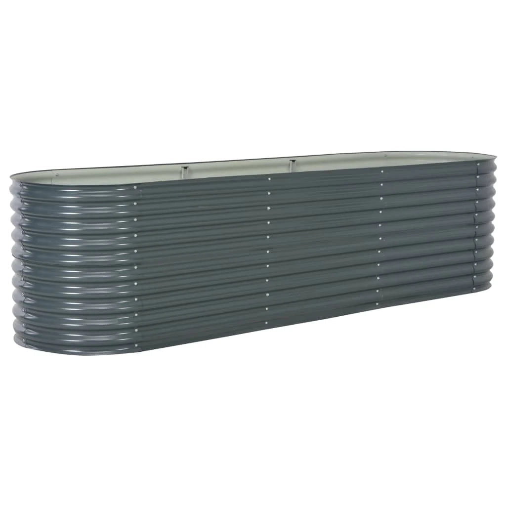 Fioriera rialzata per piante e fiori giardino 320 x 80 x 81 cm acciaio zincato grigio 02_0001048