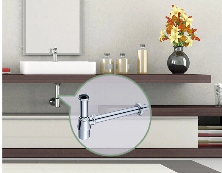 Sifone a bottiglia lavandino scarico 1" 1/4 lavabo cromato con rosone Art.69373
