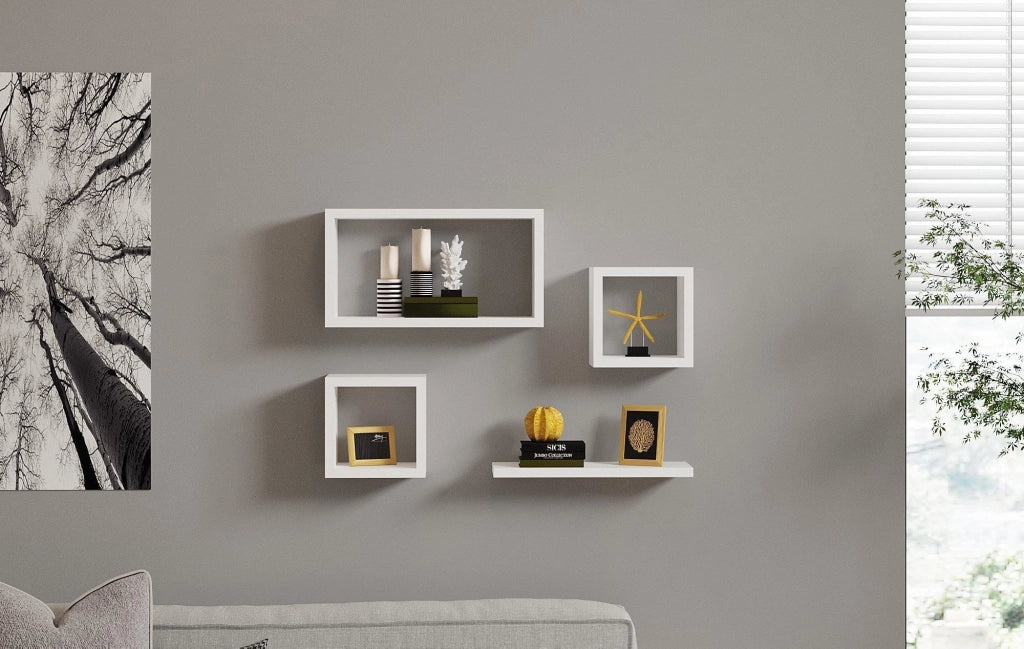 Lisignago, Mensola 4 Ripiani, 24x15x44h cm Bianco
